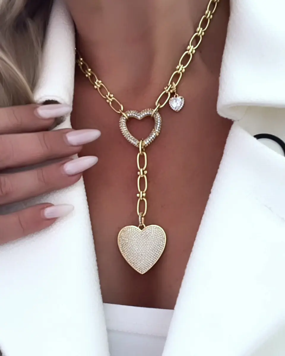 Collar Trío Corazones Circones Gold  1