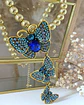 Collar Maxi Balines Trío Mariposas Blue Gold - Miniatura 3