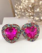 Maxi Aros Corazón Cristal Fucsia Strass  - Miniatura 3
