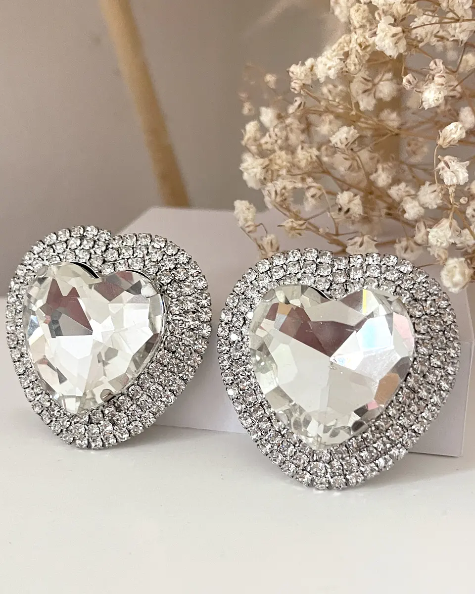 Maxi Aros Corazón Cristal Silver Strass  3