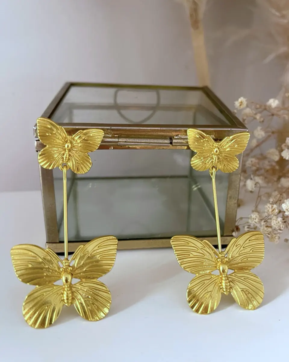 Aros Dúo Mariposa Largos Gold 1