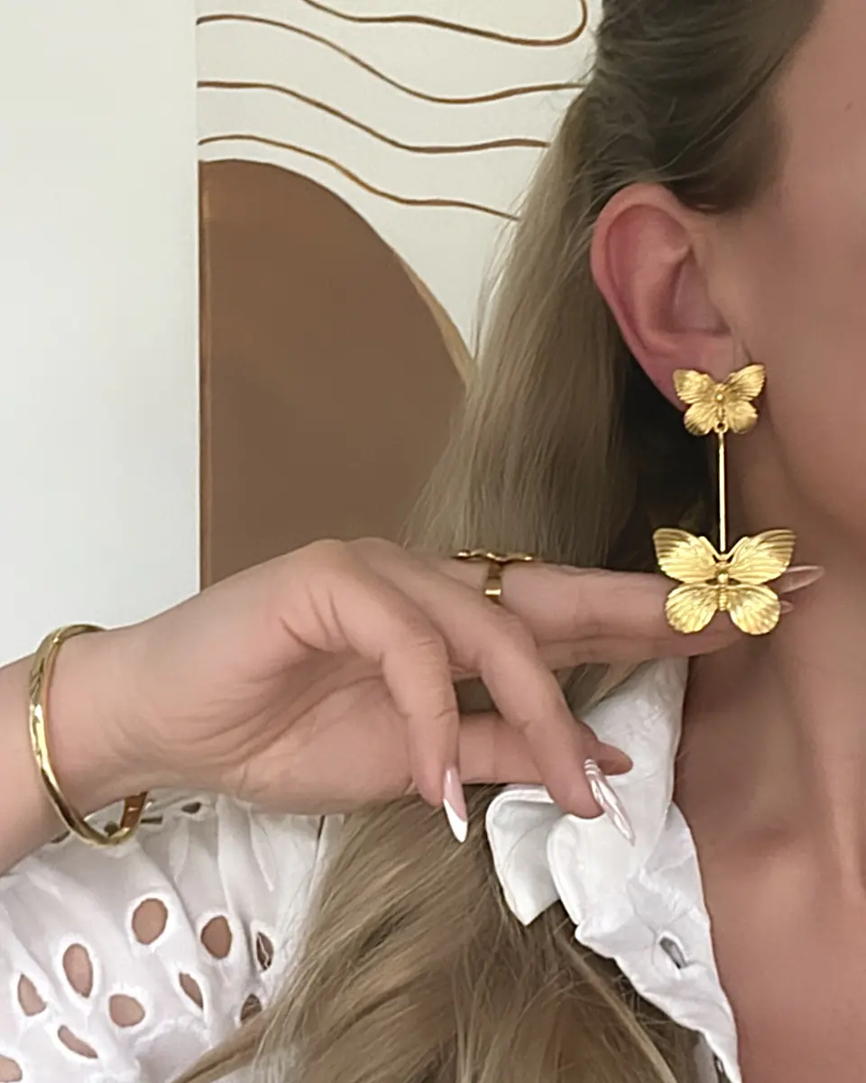 Aros Dúo Mariposa Largos Gold 2