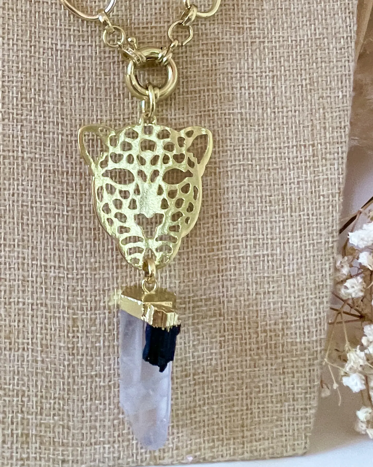 Collar XL Maxi Jaguar Péndulo Turmalina y Cuarzo  4