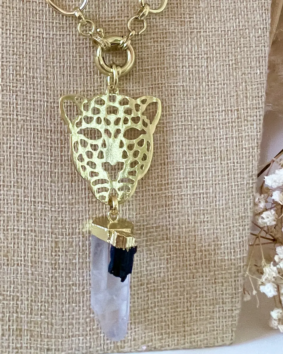 Collar XL Maxi Jaguar Péndulo Turmalina y Cuarzo  4