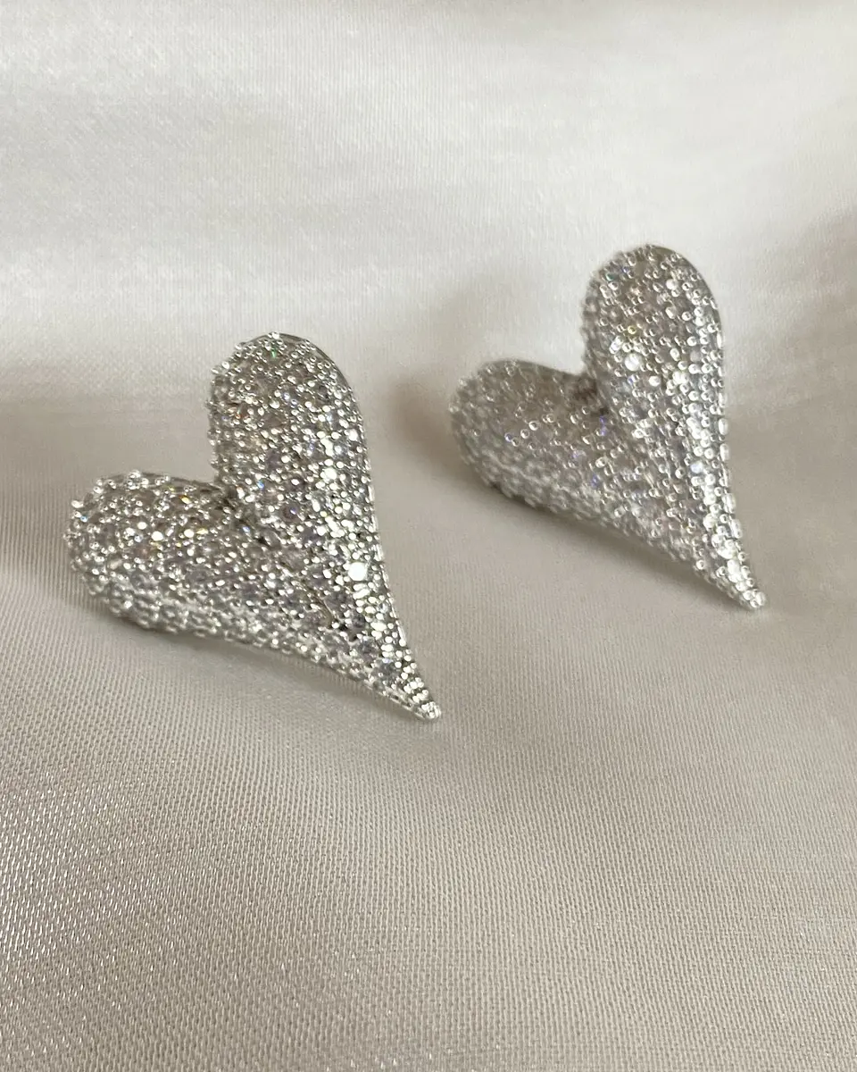 Aros Corazon Inflado Stiletto Circones Silver 1