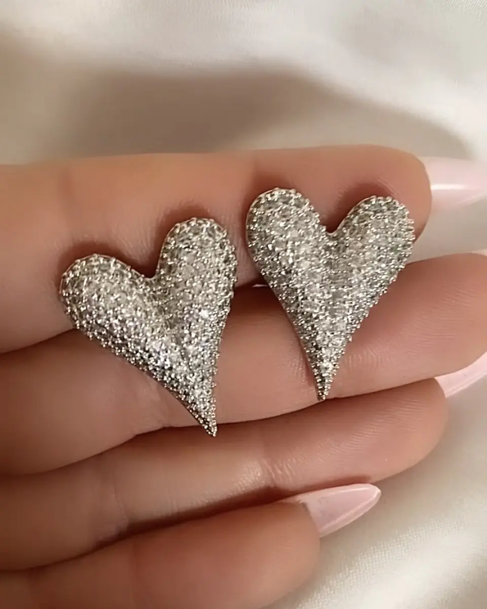 Aros Corazon Inflado Stiletto Circones Silver 2
