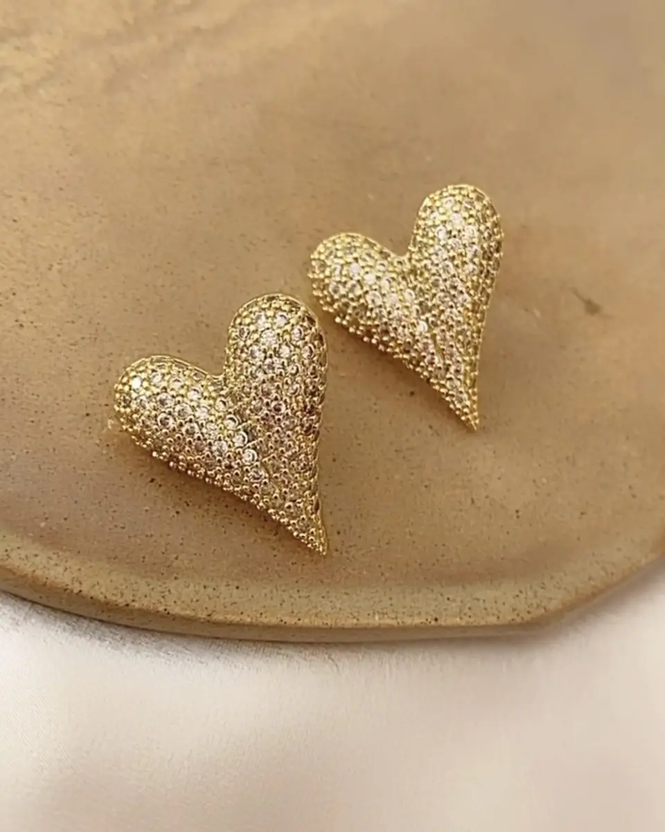 Aros Corazón Inflado Stiletto Circones Gold 1