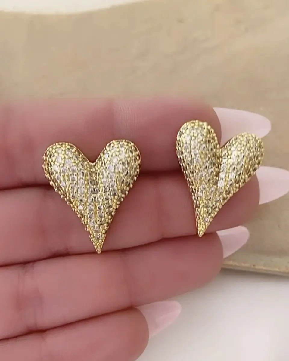 Aros Corazón Inflado Stiletto Circones Gold 2