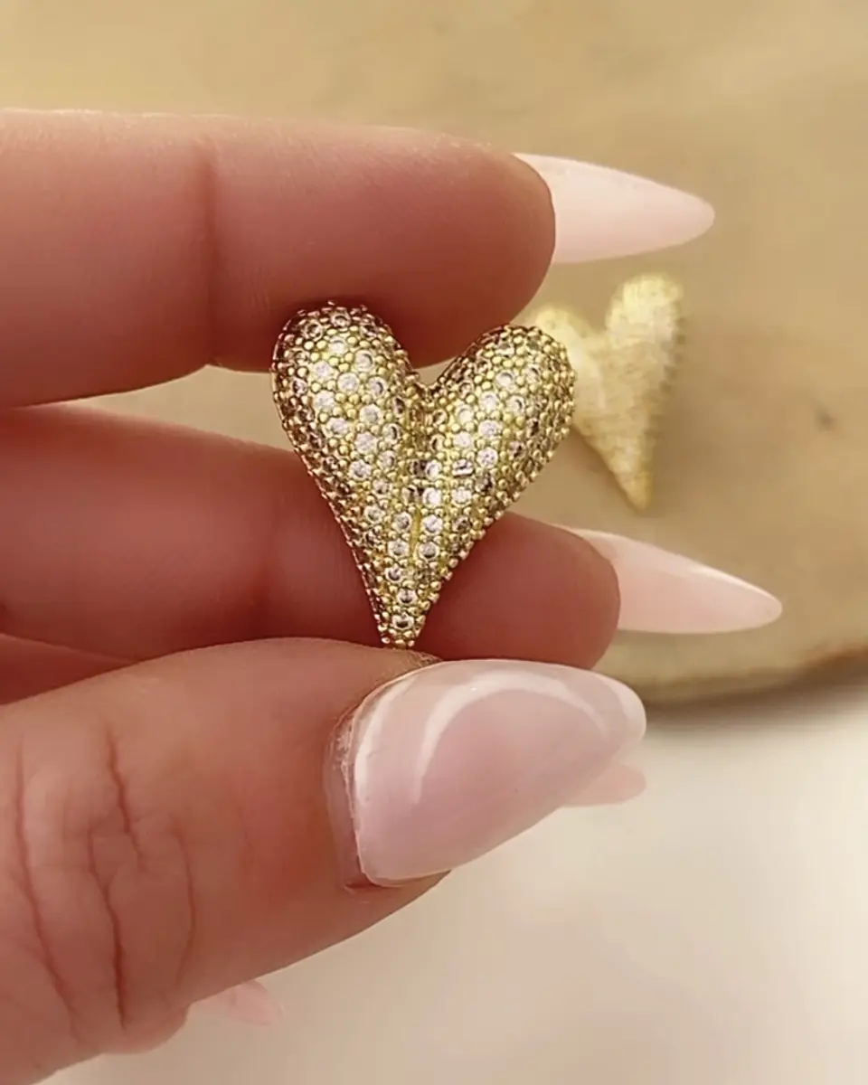 Aros Corazón Inflado Stiletto Circones Gold 3