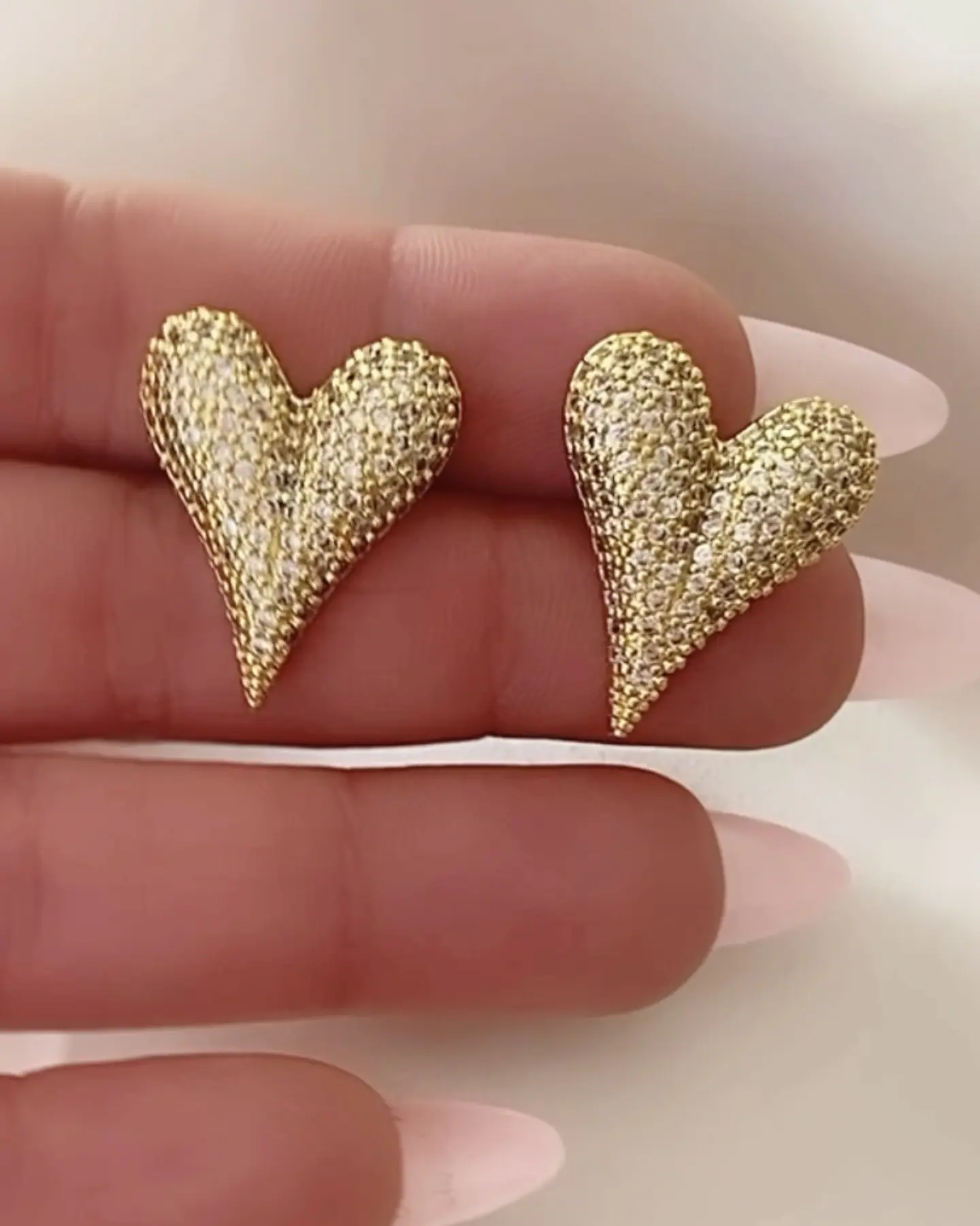 Aros Corazón Inflado Stiletto Circones Gold 4