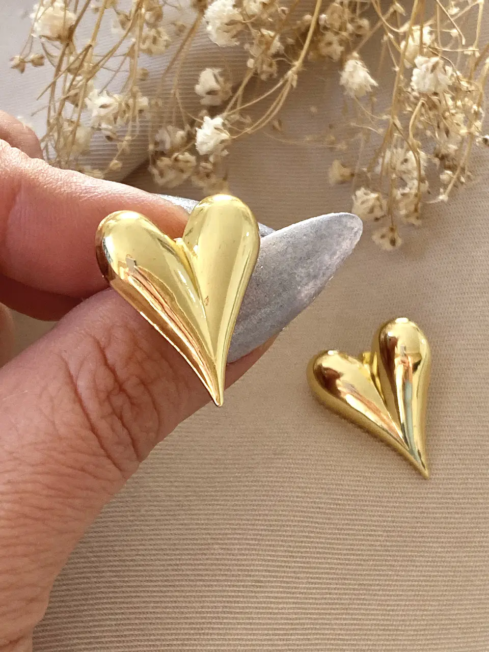 Aros Corazón Inflado Stiletto Gold 1