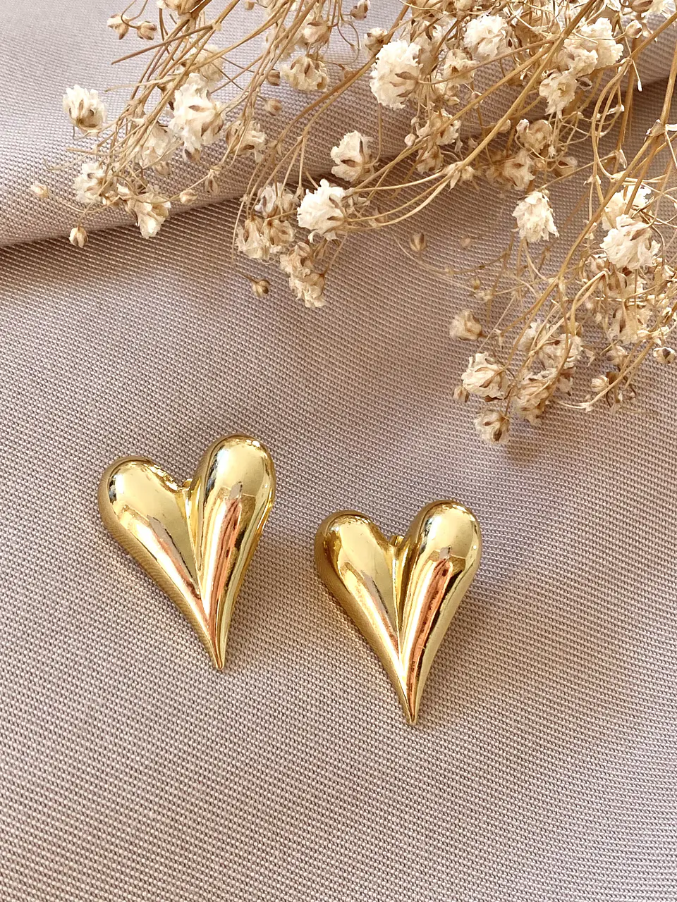 Aros Corazón Inflado Stiletto Gold 2