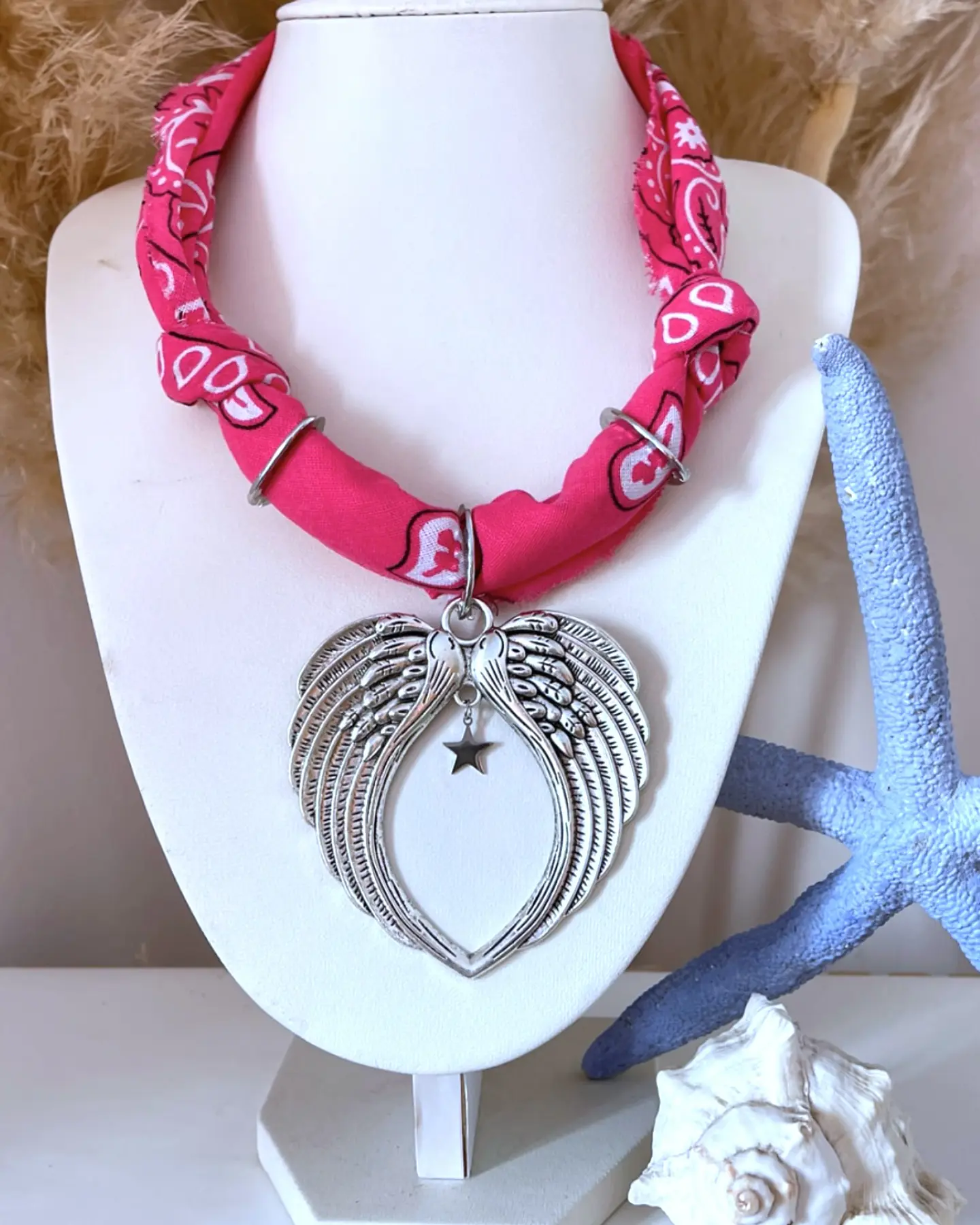 Collar Bandana Fucsia Maxi Alas Silver 2