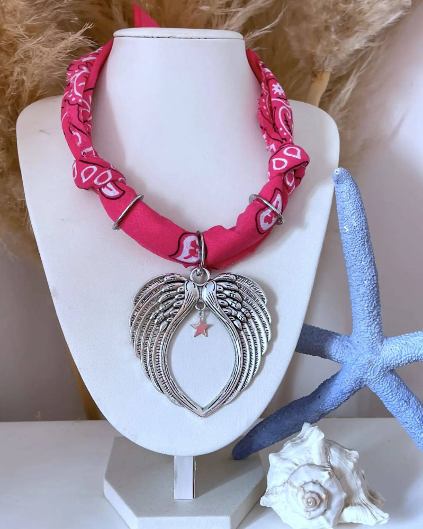 Collar Bandana Fucsia Maxi Alas Silver 4
