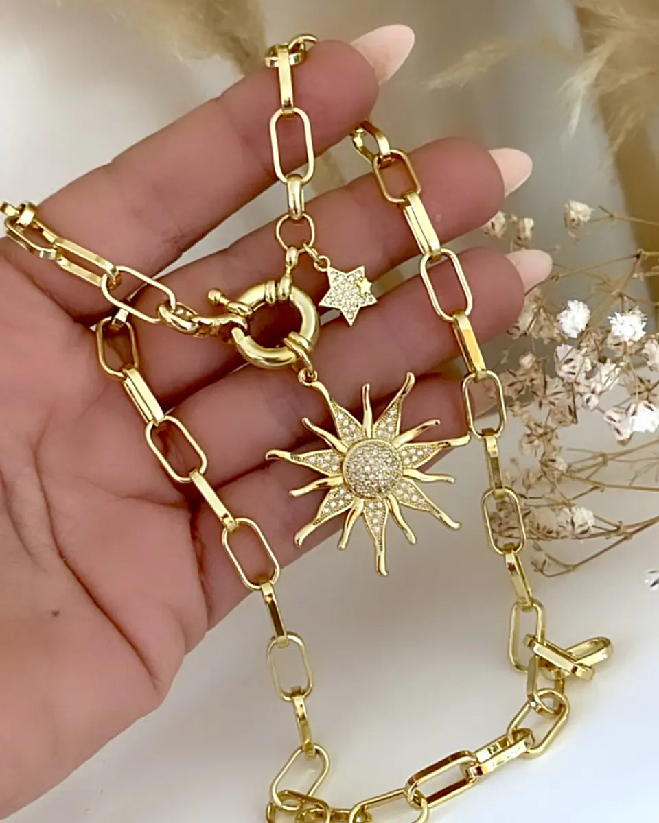 Collar Sol Circones Punto de luz Gold 9