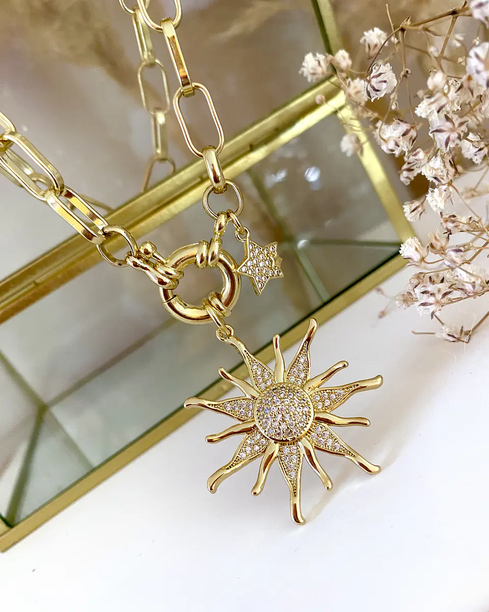 Collar Sol Circones Punto de luz Gold 4
