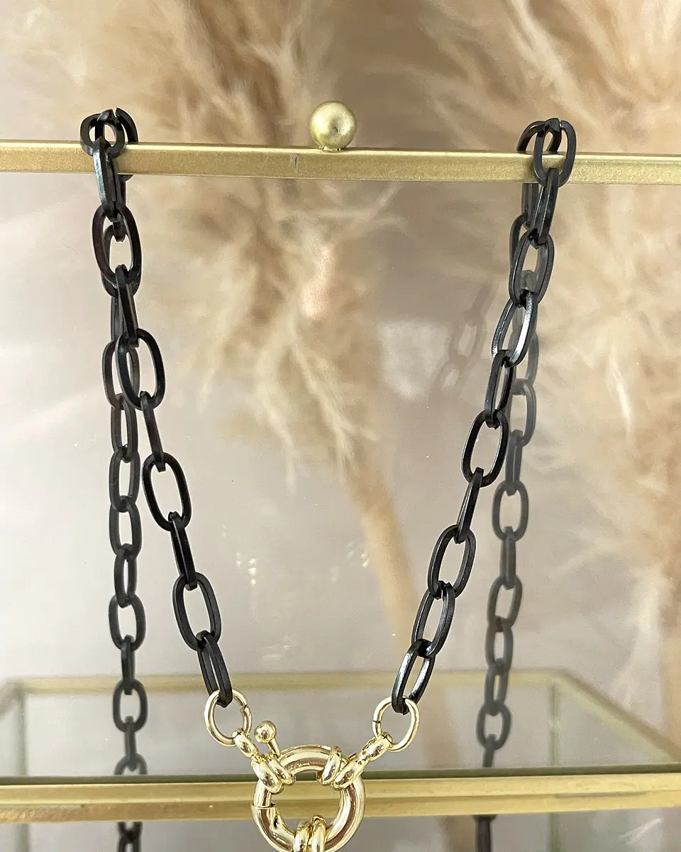 Collar Maxi Cruz eslabones Grafito Black 4