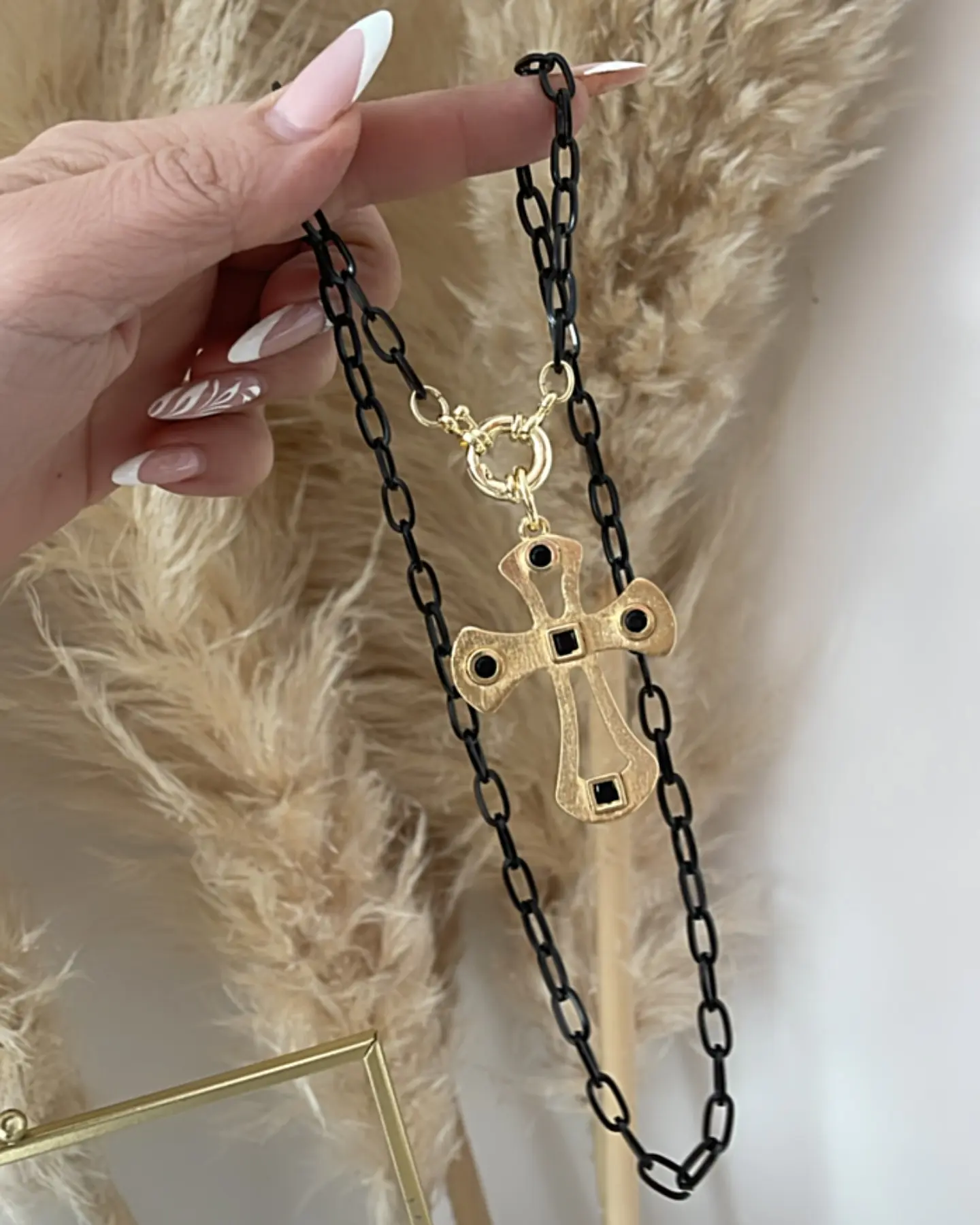 Collar Maxi Cruz eslabones Grafito Black 7