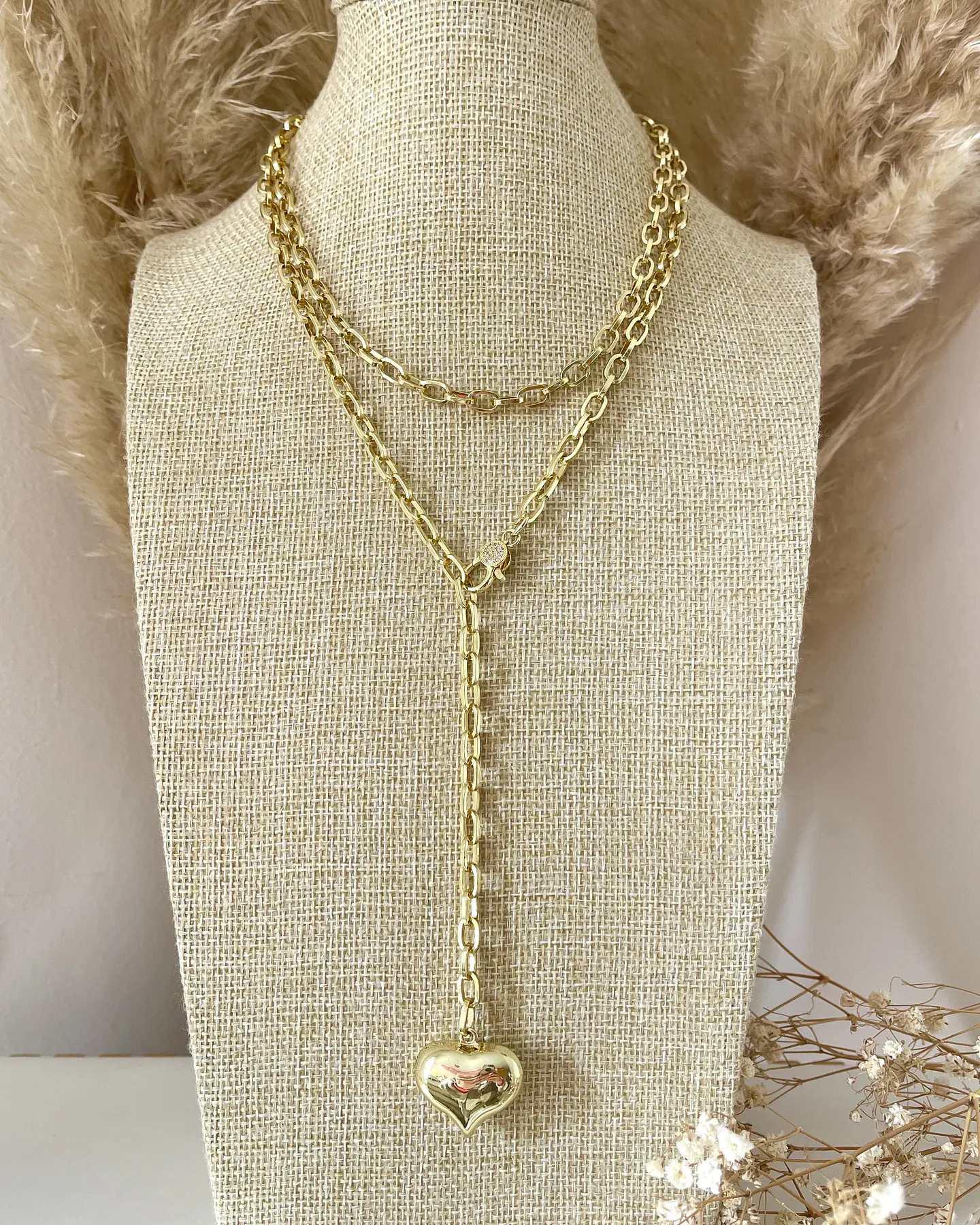 Collar XL Corazón Lariat Gold 6