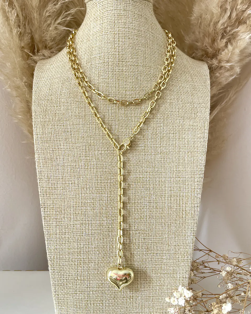 Collar XL Corazón Lariat Gold 6
