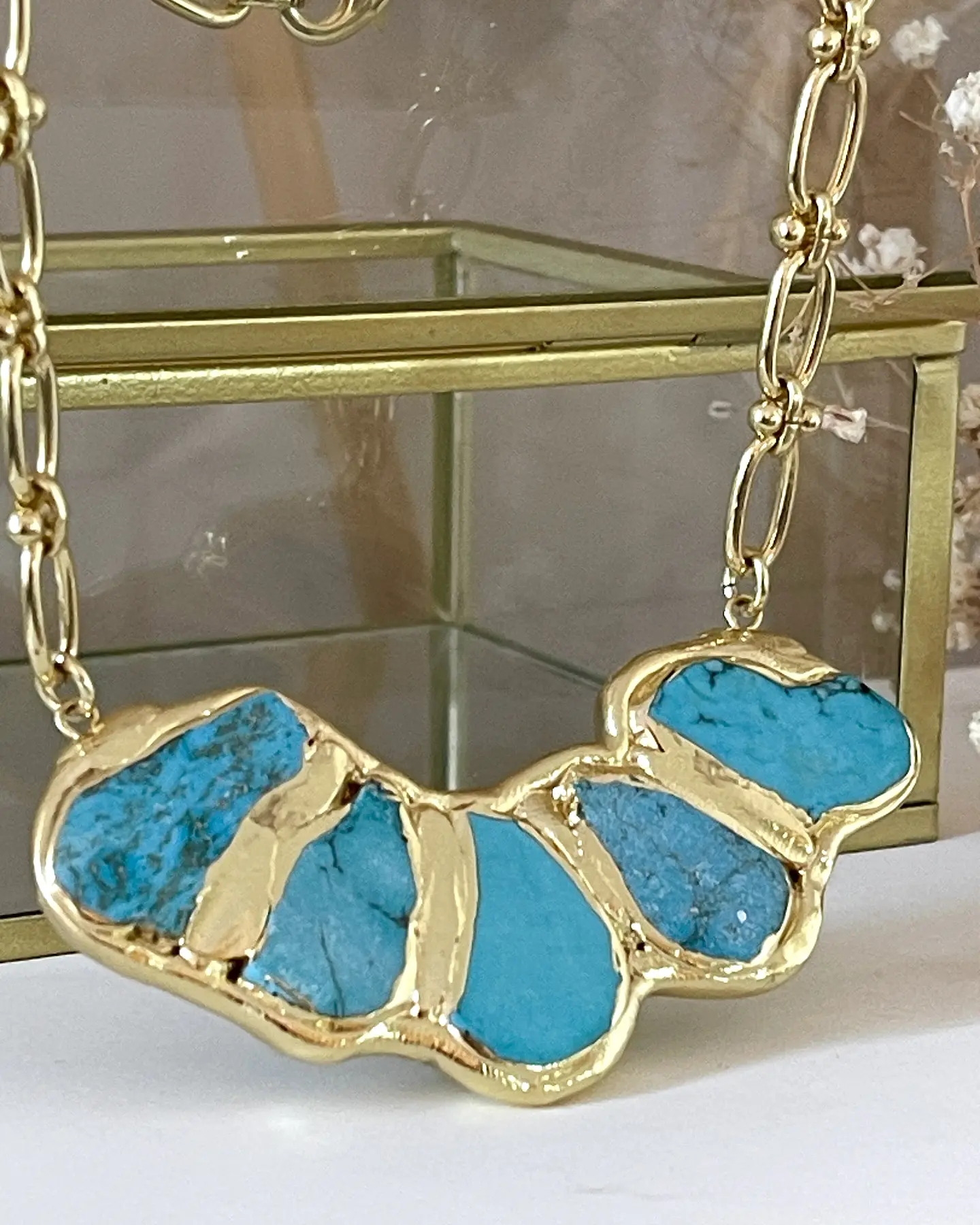 Collar Marina Placa Turquesa Gold  1