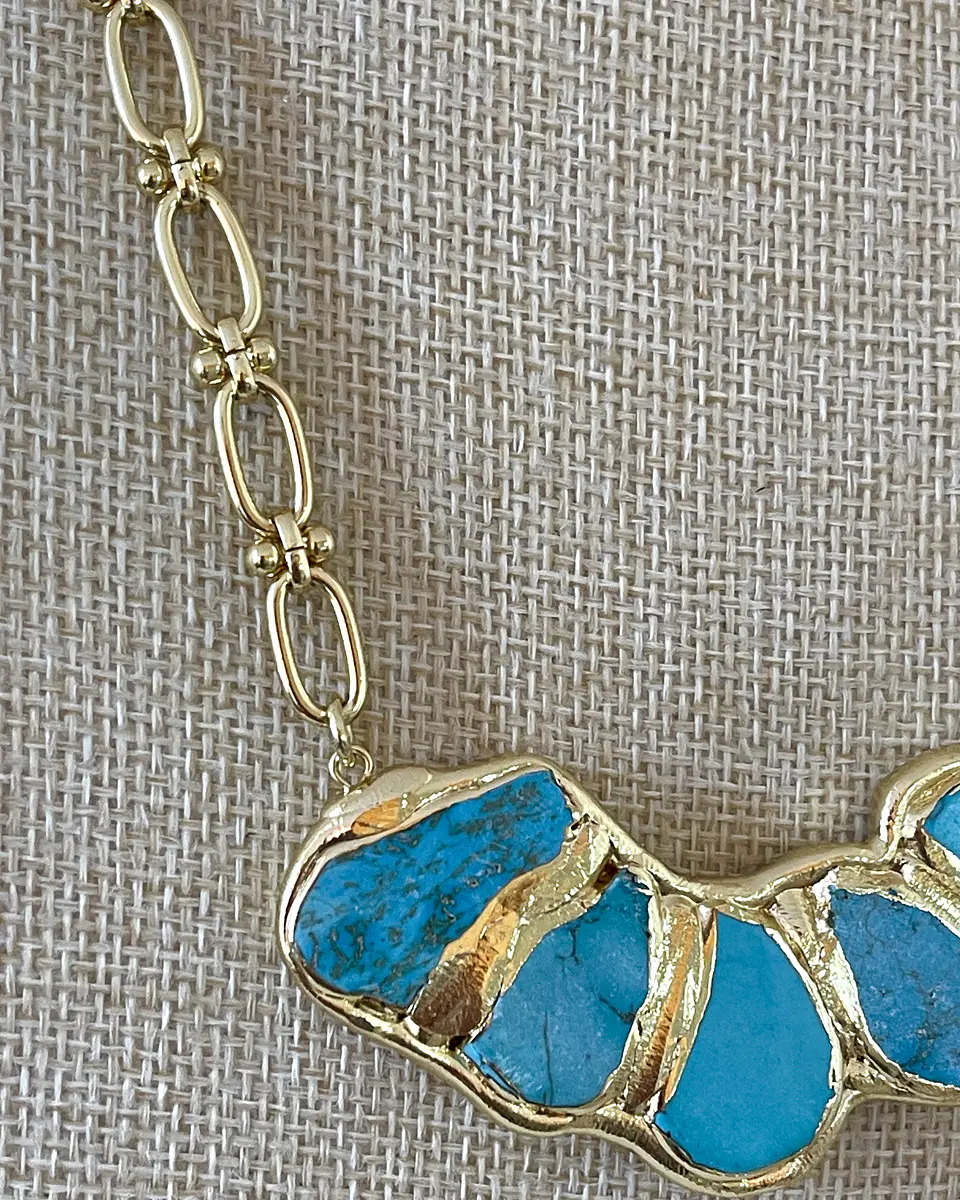Collar Marina Placa Turquesa Gold  7