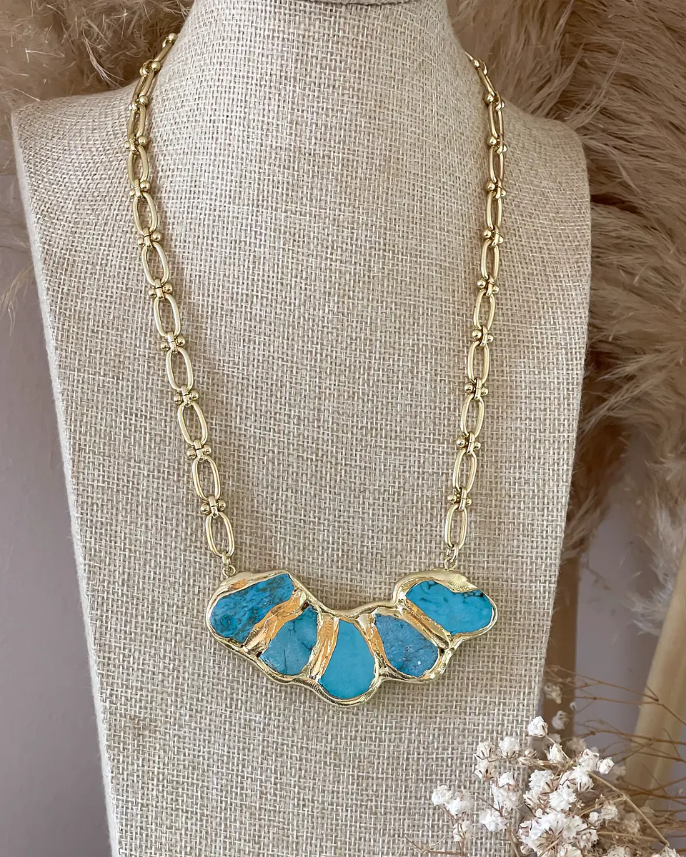 Collar Marina Placa Turquesa Gold  8