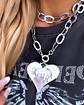 Collar XL Maxi Corazon Eslabones Martillados Sliver - Miniatura 1