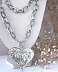Collar XL Maxi Corazon Eslabones Martillados Sliver - Miniatura 2