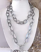 Collar XL Maxi Corazon Eslabones Martillados Sliver - Miniatura 5