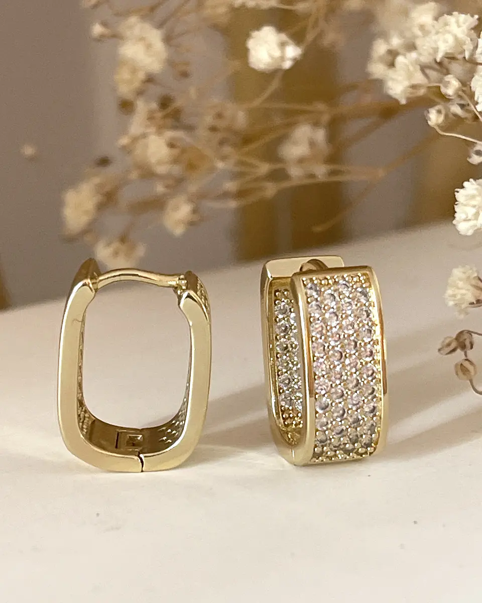 Aros Luxury Rectangulares Circones Gold 4