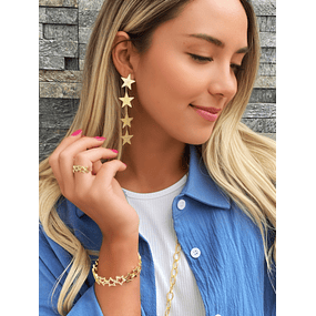 Aros  Maxi Estrellas Cascada Gold