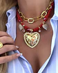Pack de Collares Bandana Roja Multidije +Cadena Martillada Gold - Miniatura 1
