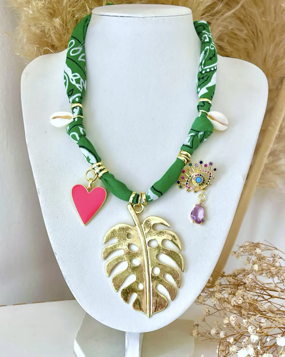 Collar Bandana Verde Hoja Multidije Gold  1