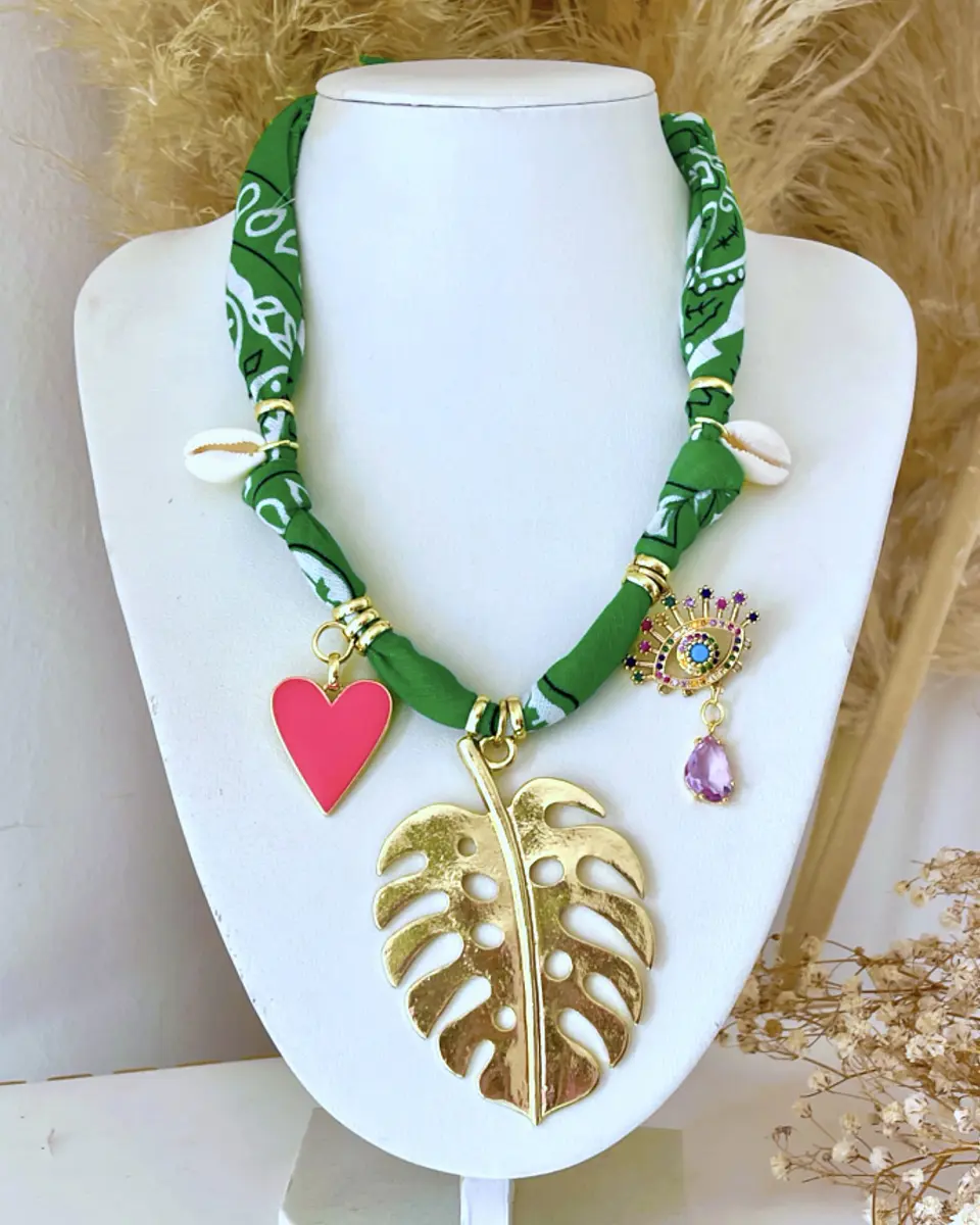 Collar Bandana Verde Hoja Multidije Gold  2