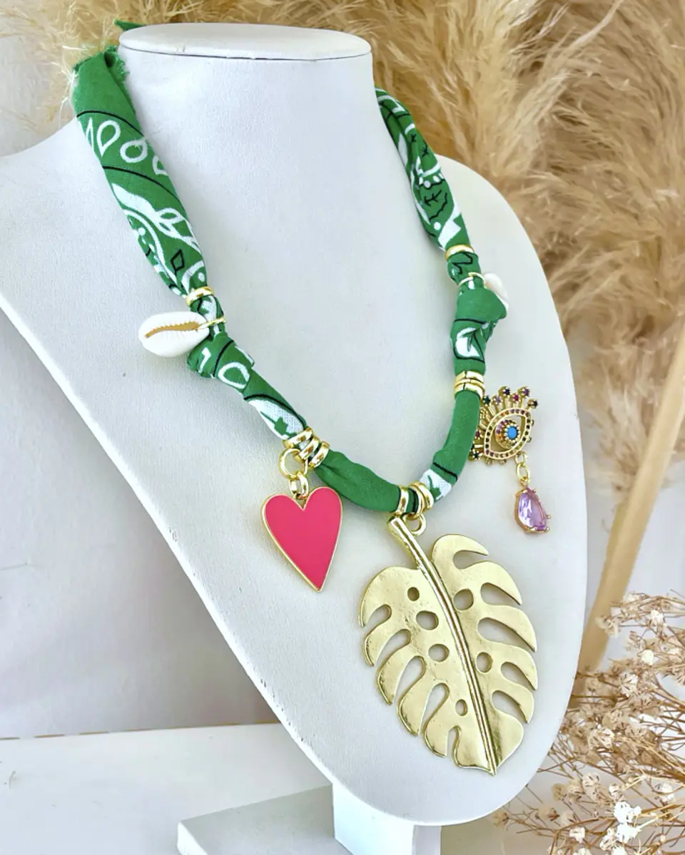 Collar Bandana Verde Hoja Multidije Gold  4