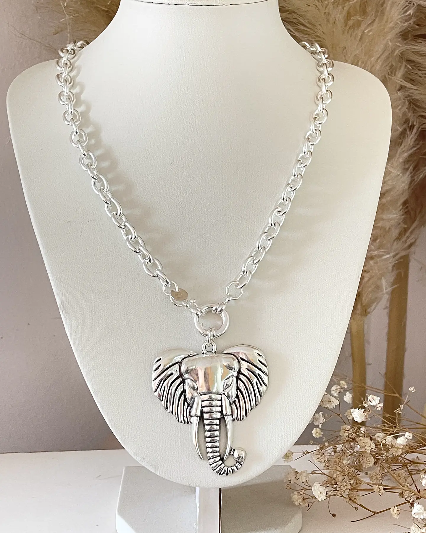 Collar Maxi Elefante Tibetano Silver  3