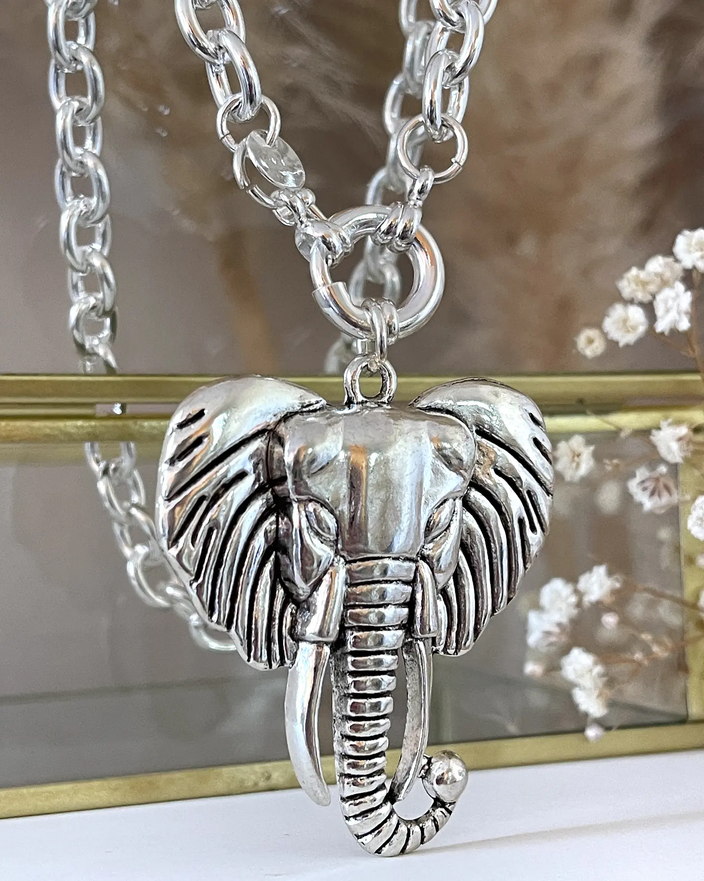 Collar Maxi Elefante Tibetano Silver  5