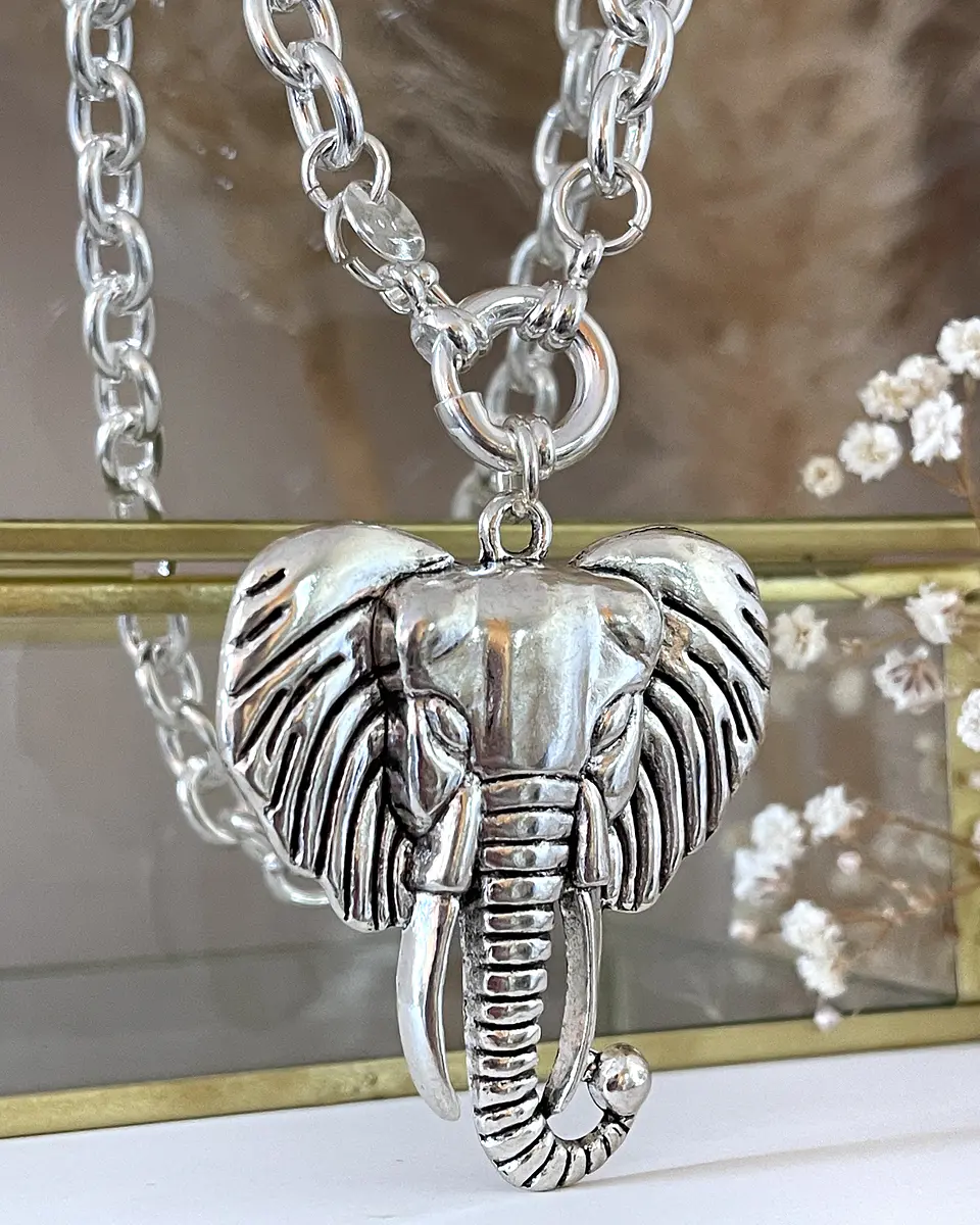 Collar Maxi Elefante Tibetano Silver  5