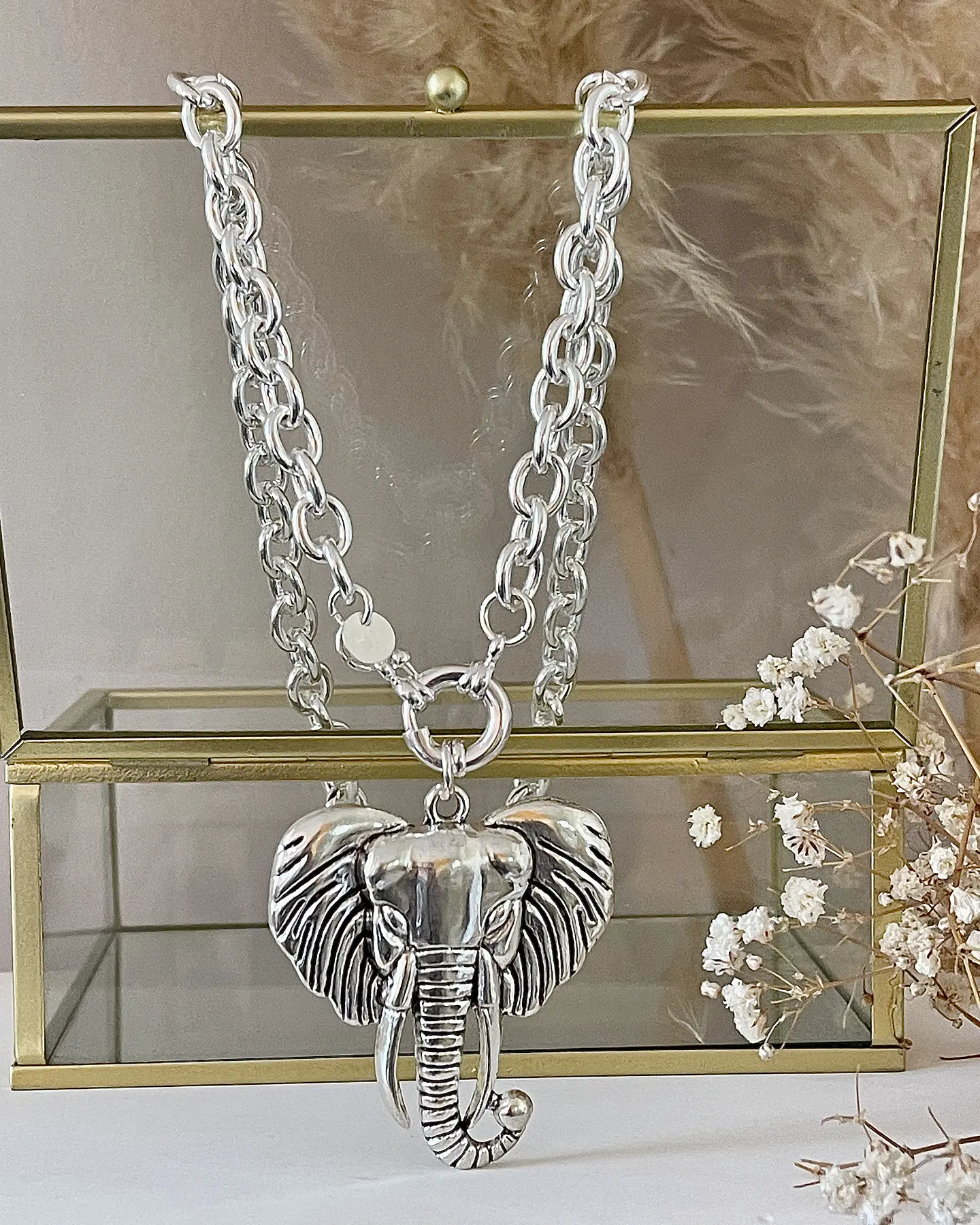 Collar Maxi Elefante Tibetano Silver  6
