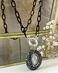 Collar Dije Nácar circones  eslabones Grafito Black - Miniatura 6