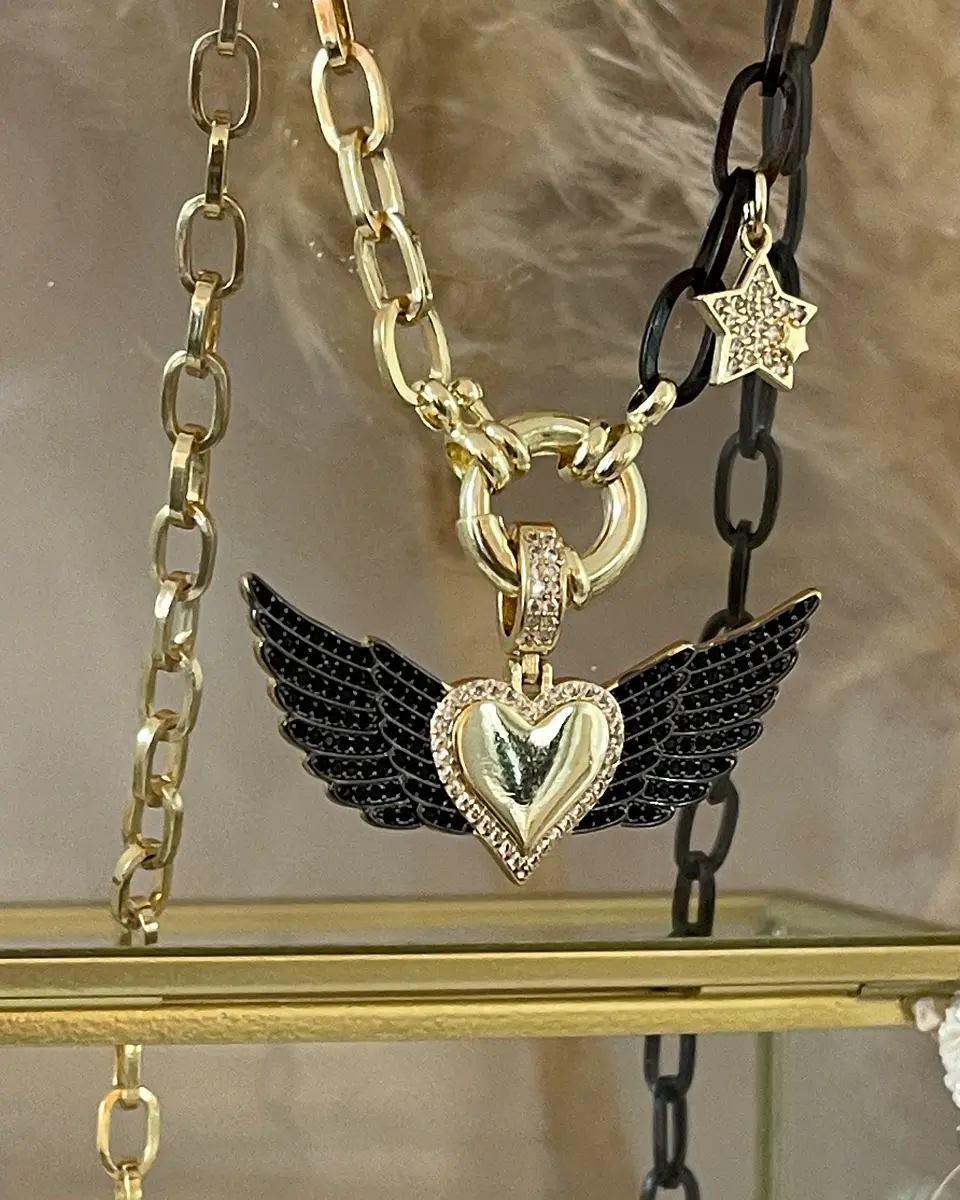 Collar Corazón Alado Black & Gold 6