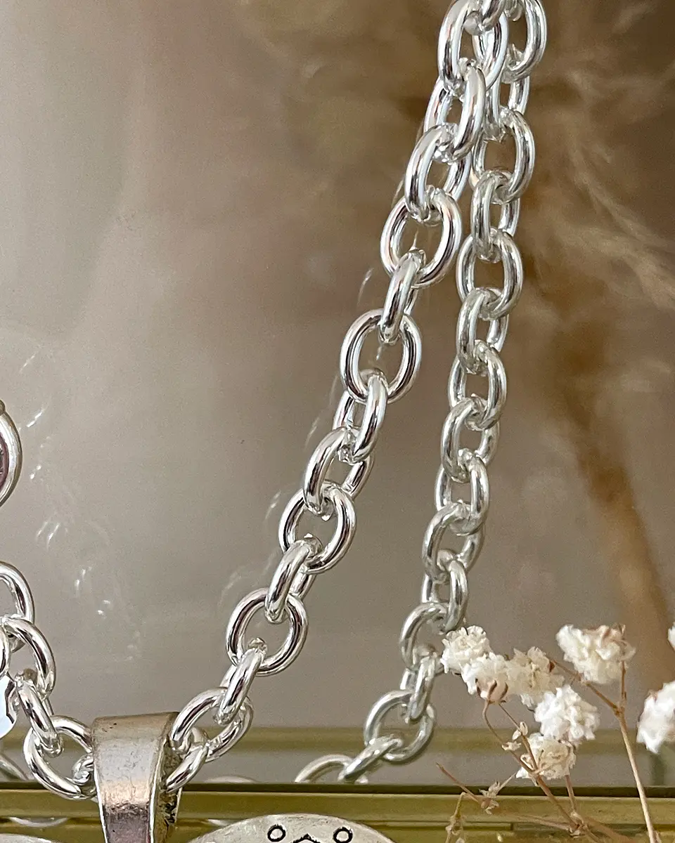 Collar Maxi Corazon Silver eslabones ovalados  5