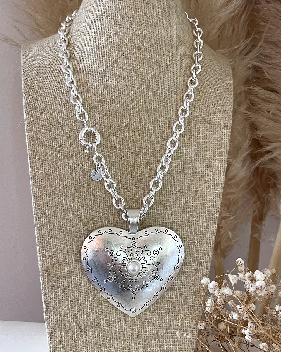 Collar Maxi Corazon Silver eslabones ovalados  4