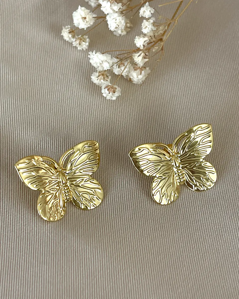 Aros Mariposa solitaria Gold 3
