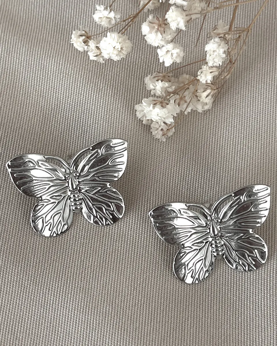 Aros Mariposa solitaria Silver 1