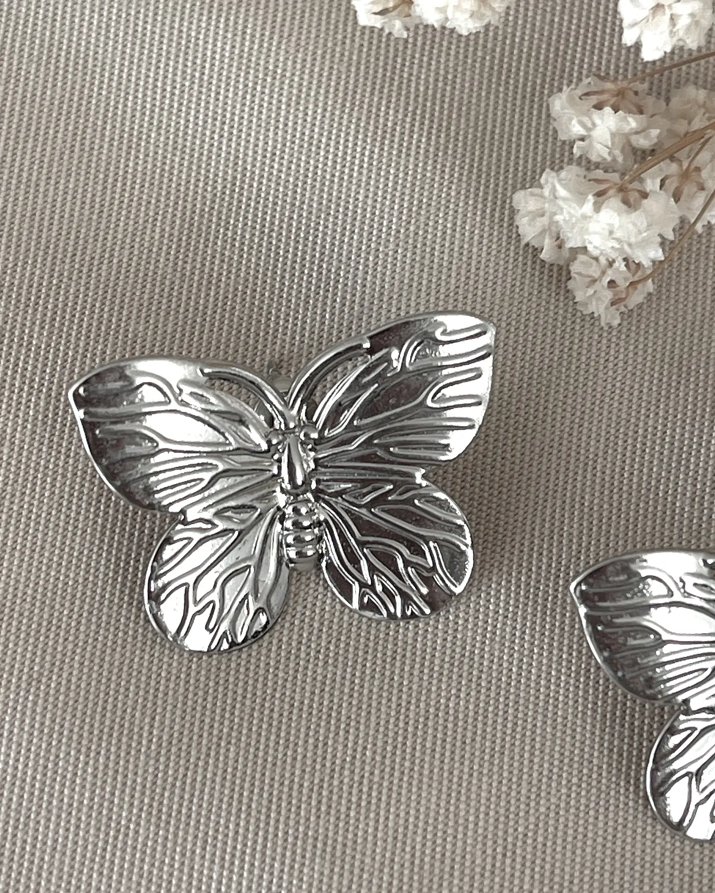 Aros Mariposa solitaria Silver 2