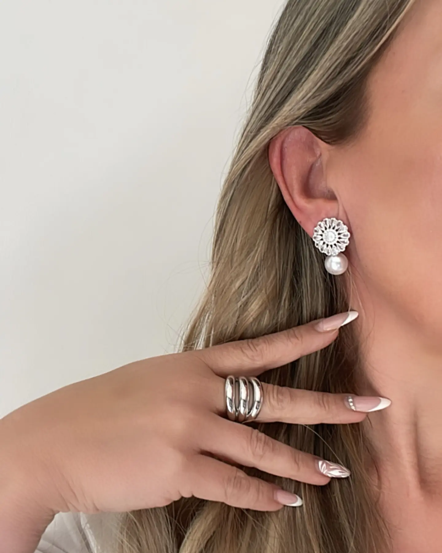 Aros Praga Perla y Circones Silver  4