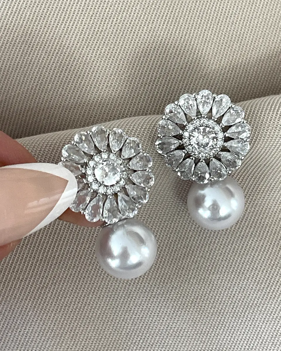 Aros Praga Perla y Circones Silver  3