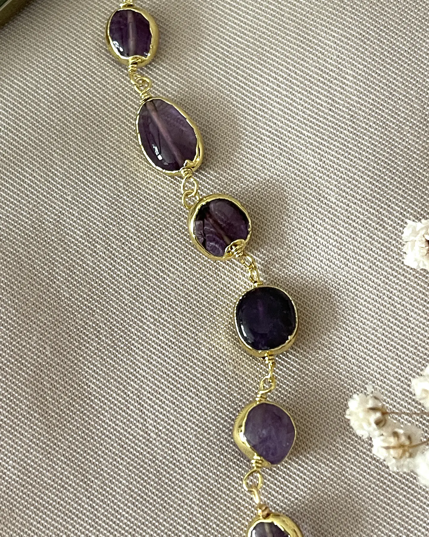 Collar Amatistas Pulidas Corazón Circones Gold 4